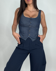 Corpetto effetto denim