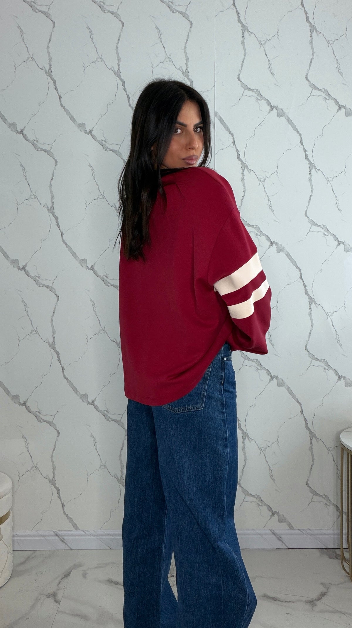 Felpa strisce bordeaux LD6348