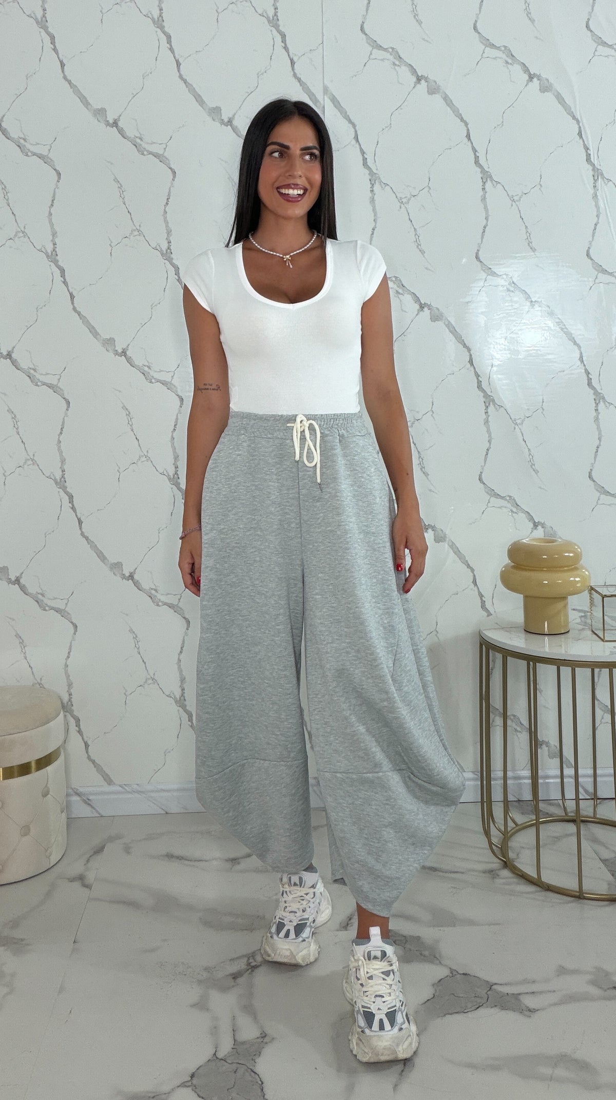 Pantaloni balloon sportivi - Gina grigio