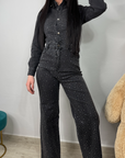 Tuta in denim swaroski