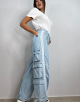 Jeans cargo brillantini