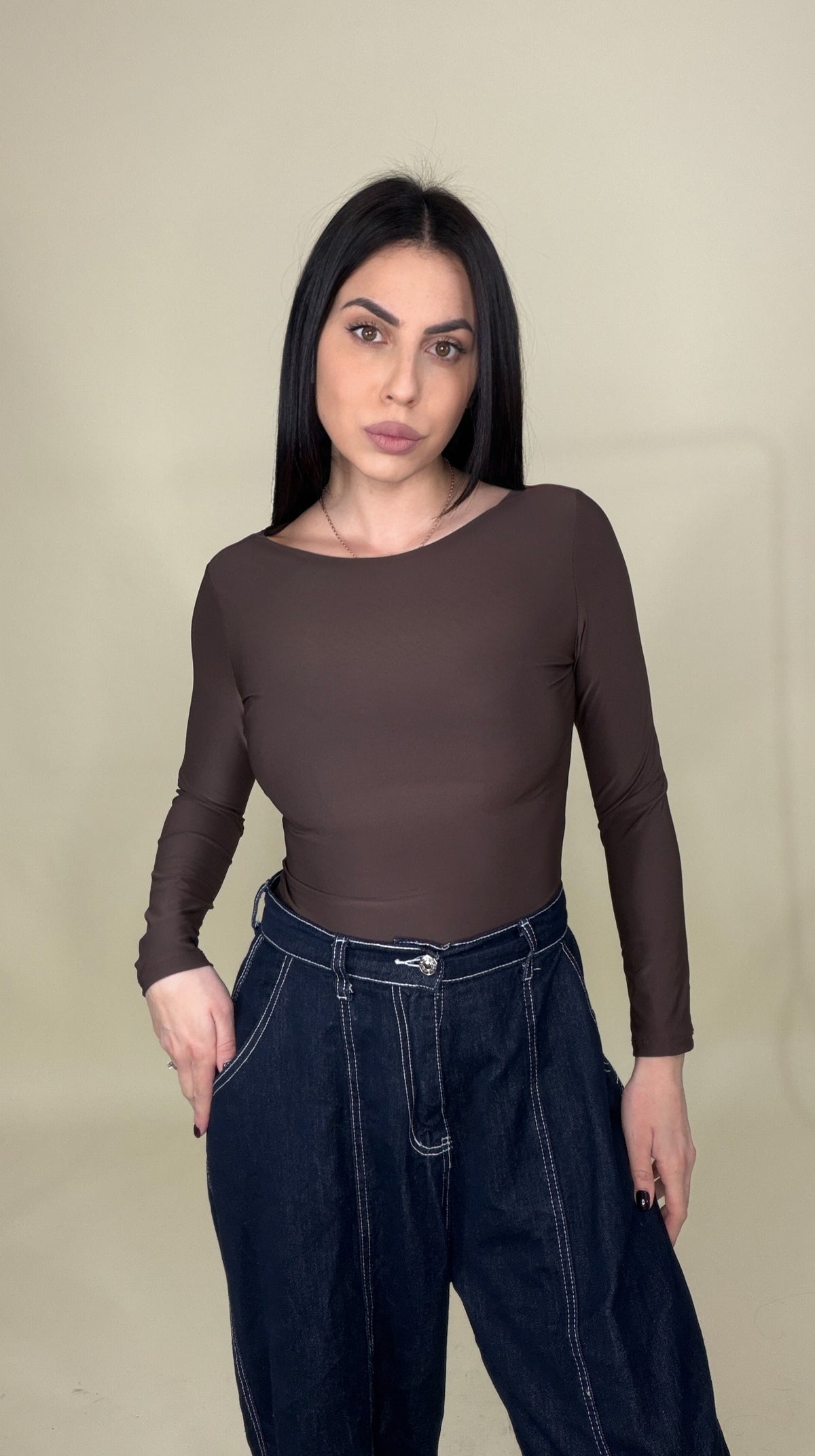 Body accollato maniche lunghe