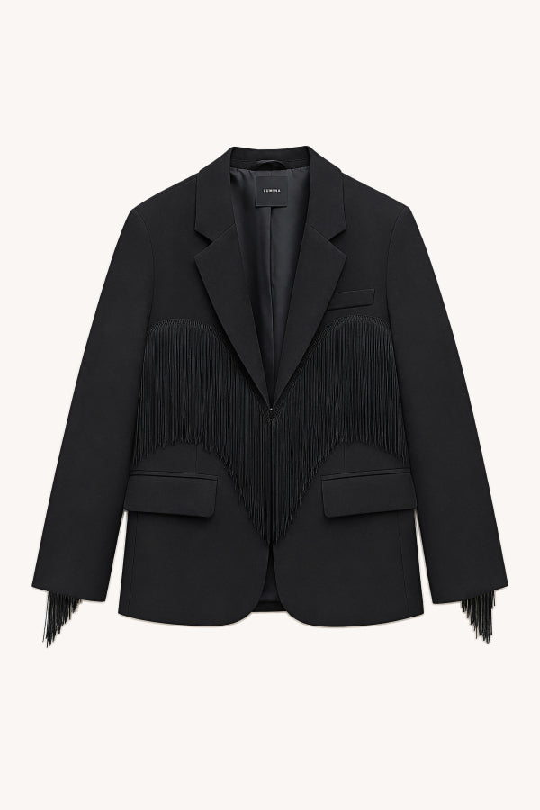 Blazer oversize con frange - LUMINA NERO