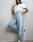 Jeans cargo brillantini