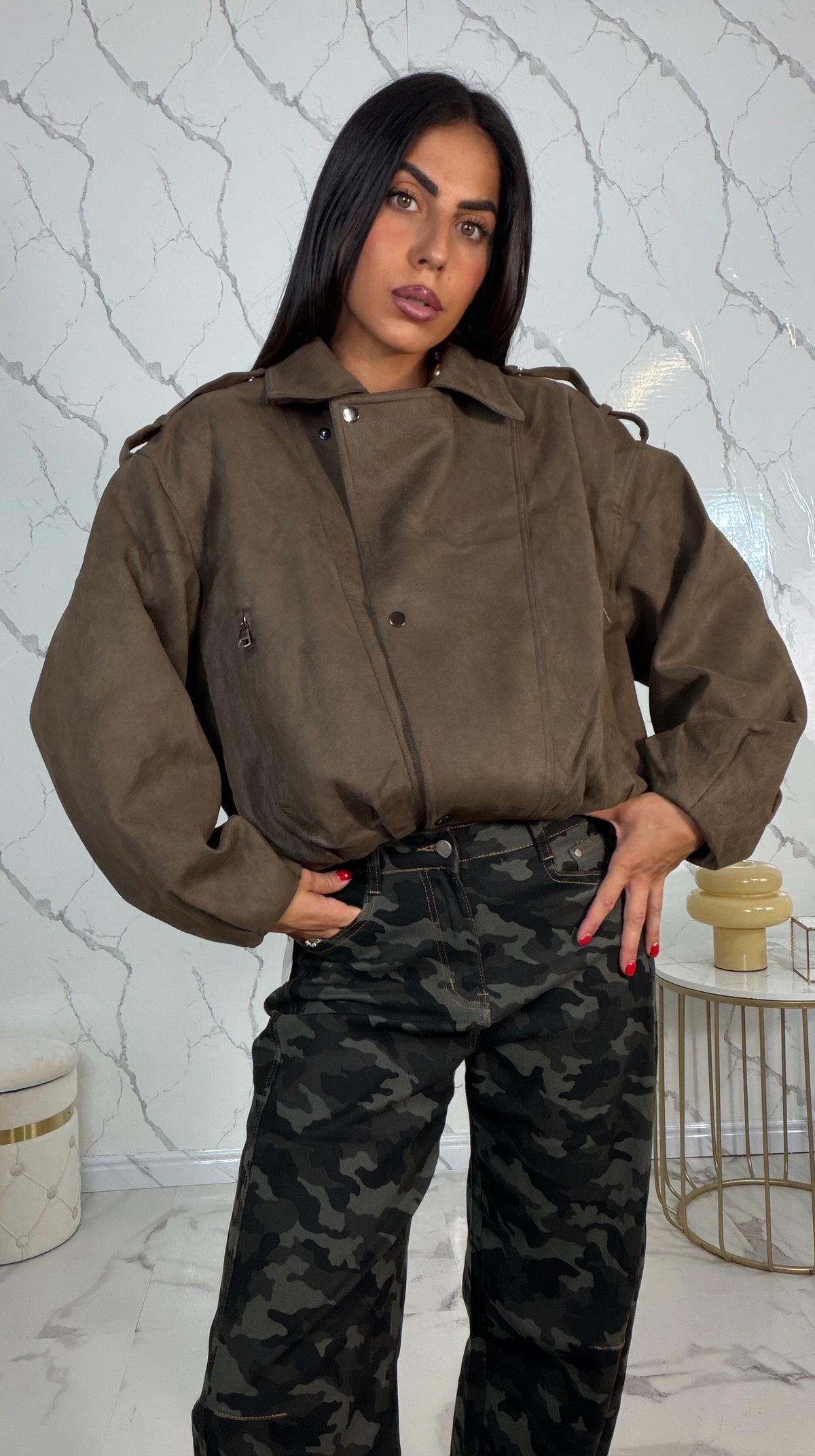 Giacca oversize in camoscio sintetico