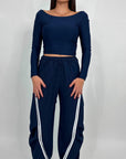 Pantaloni righe blu