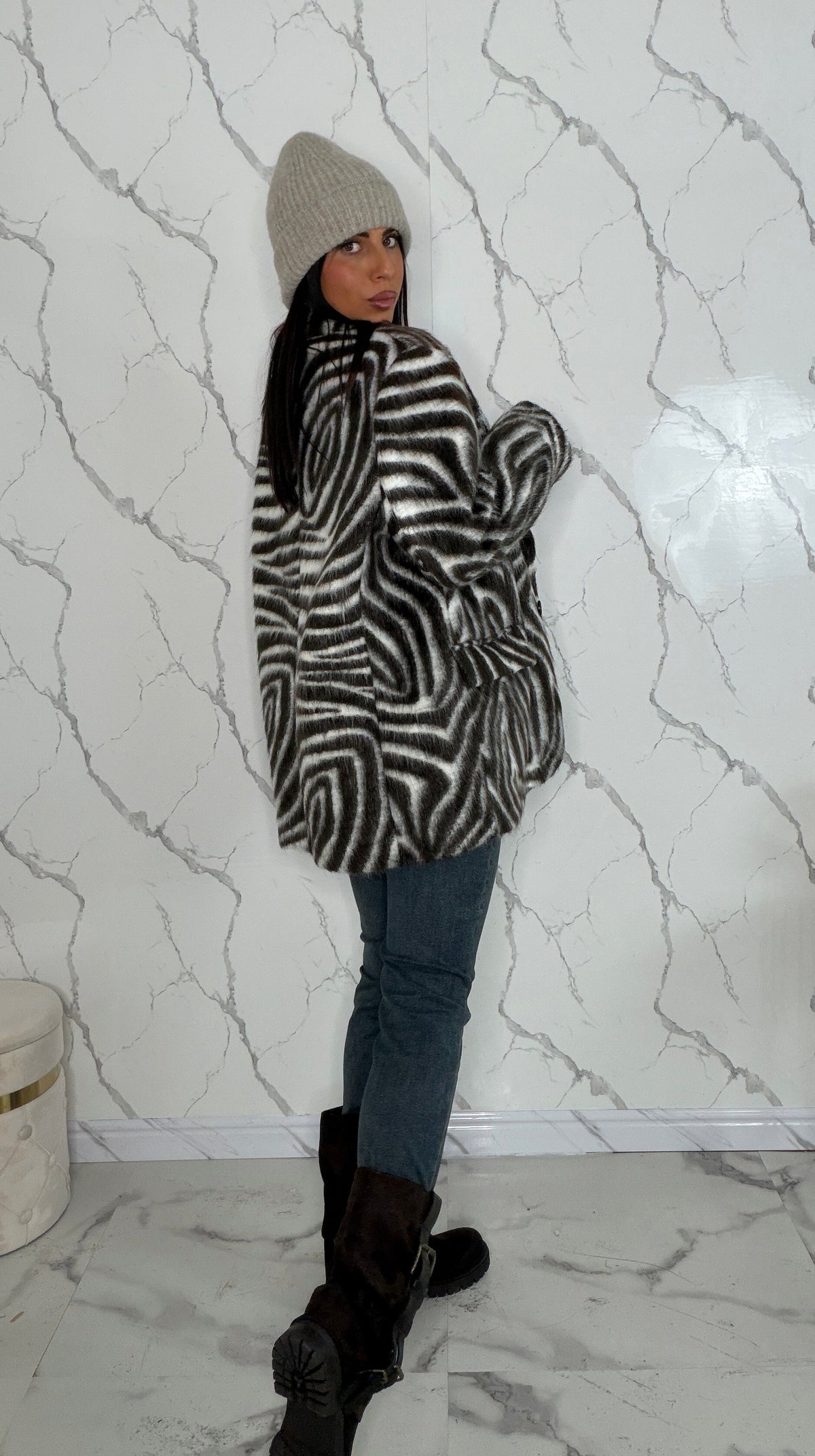 Blazer coat oversize zebrato Lumina - LD 6189