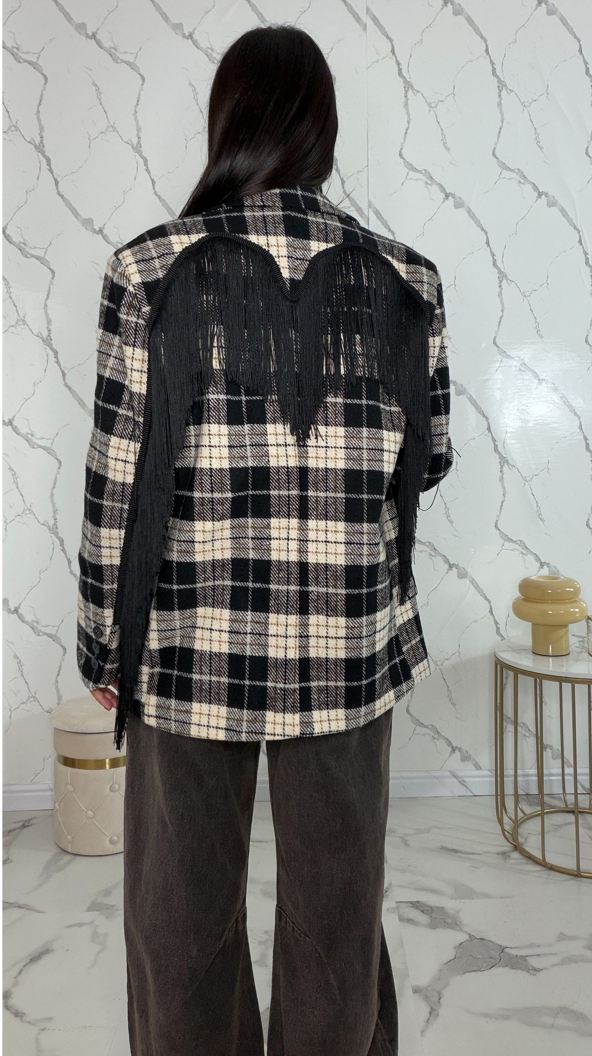 Blazer scozzese con frange - Lumina
