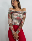 Maglia velata a fiori