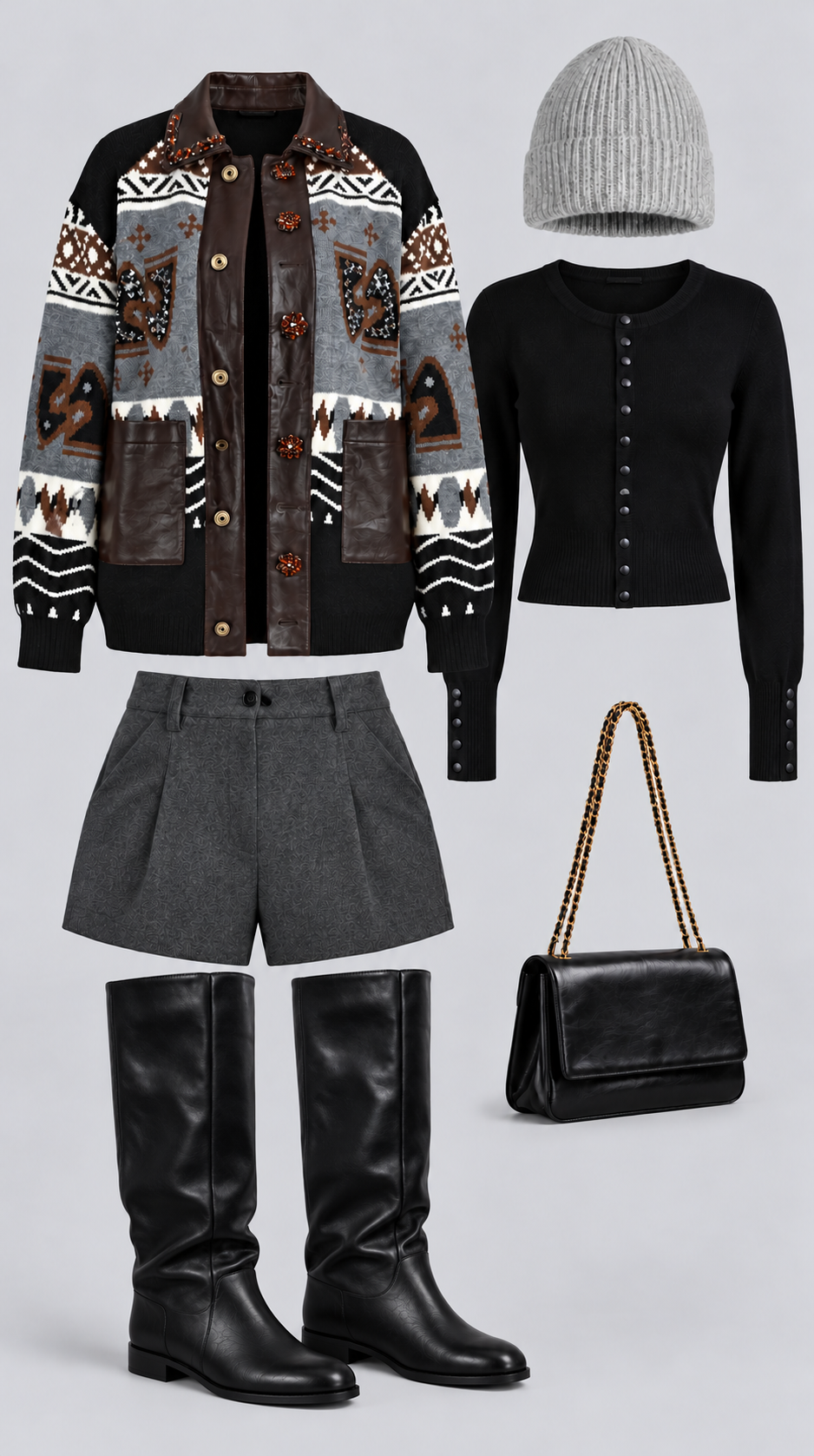 Cardigan in maglia bottoncini nero - 1698
