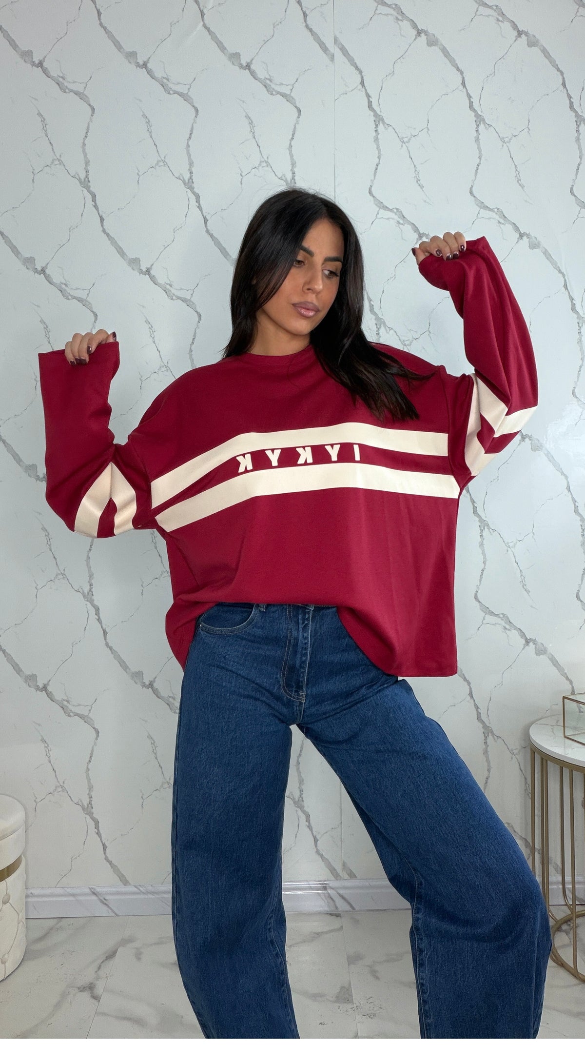 Felpa strisce bordeaux LD6348