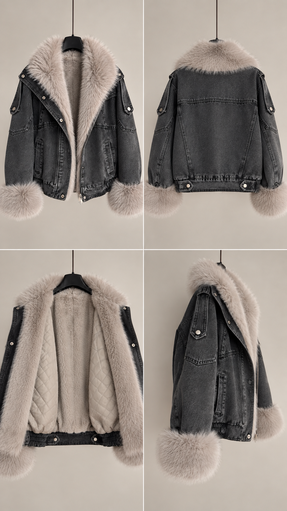 Giubbotto denim ecopelliccia 2217