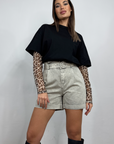 Pantaloncini denim con cintura