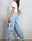 Jeans cargo brillantini