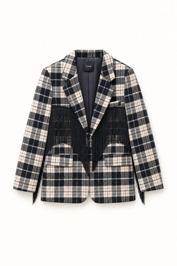 Blazer scozzese con frange - Lumina