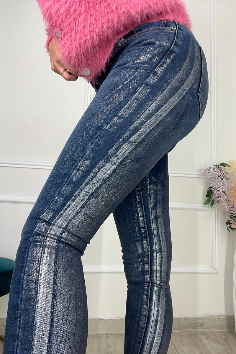 Jeans skinny spalmati argento Lunatika Collection