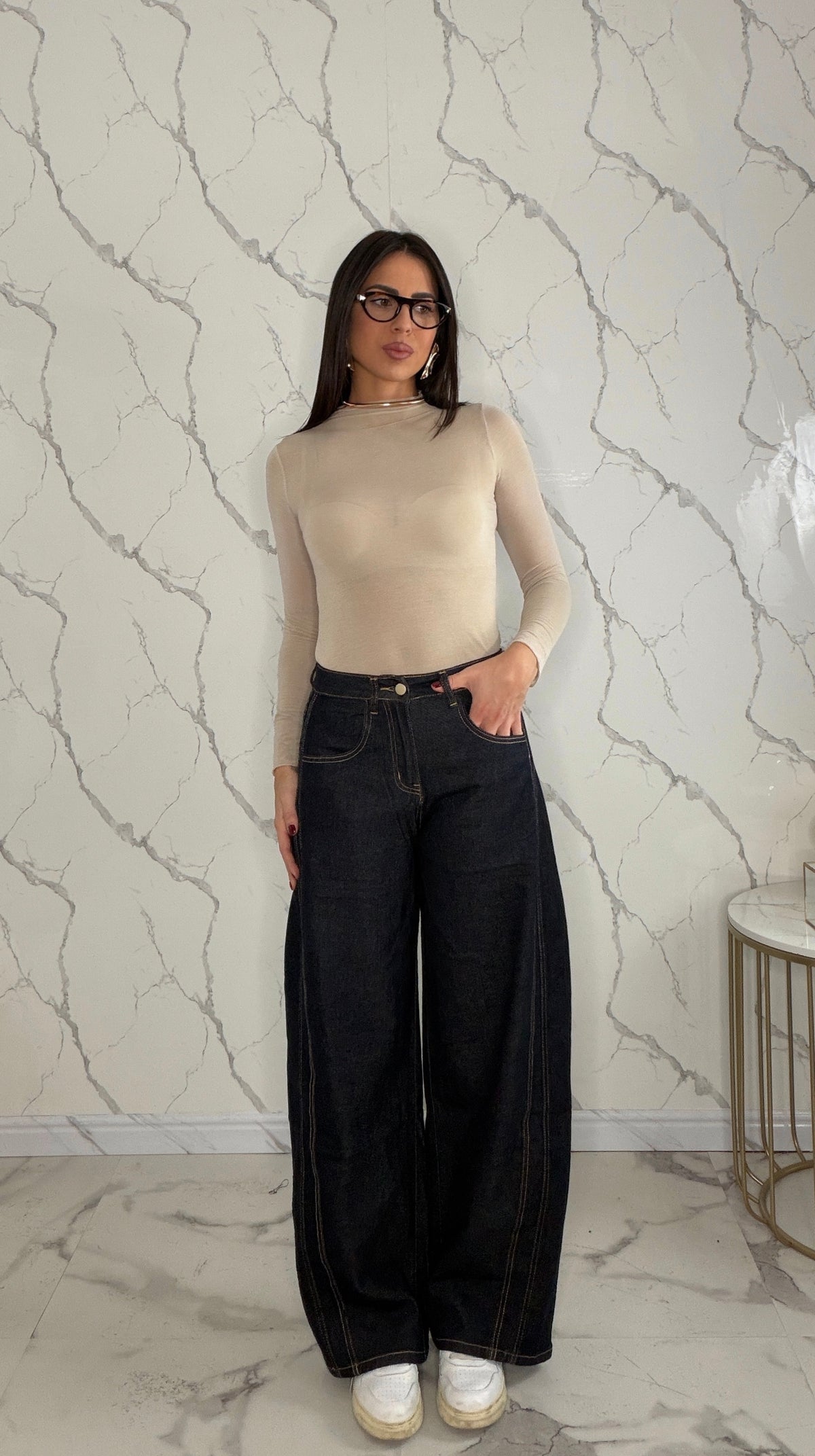 Jeans cuciture contrasto 5873