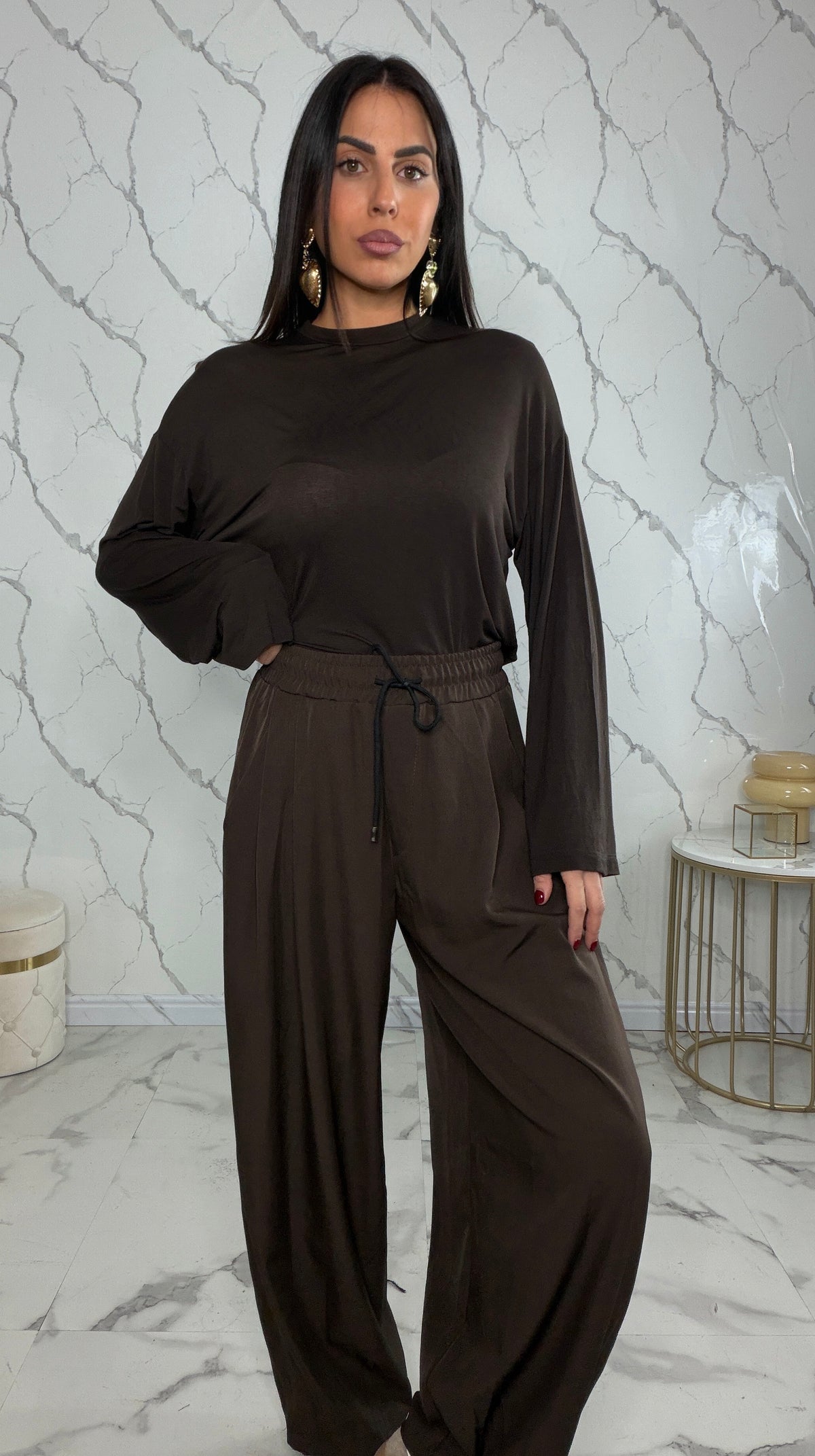 Pantaloni Comfy Marrone 16085