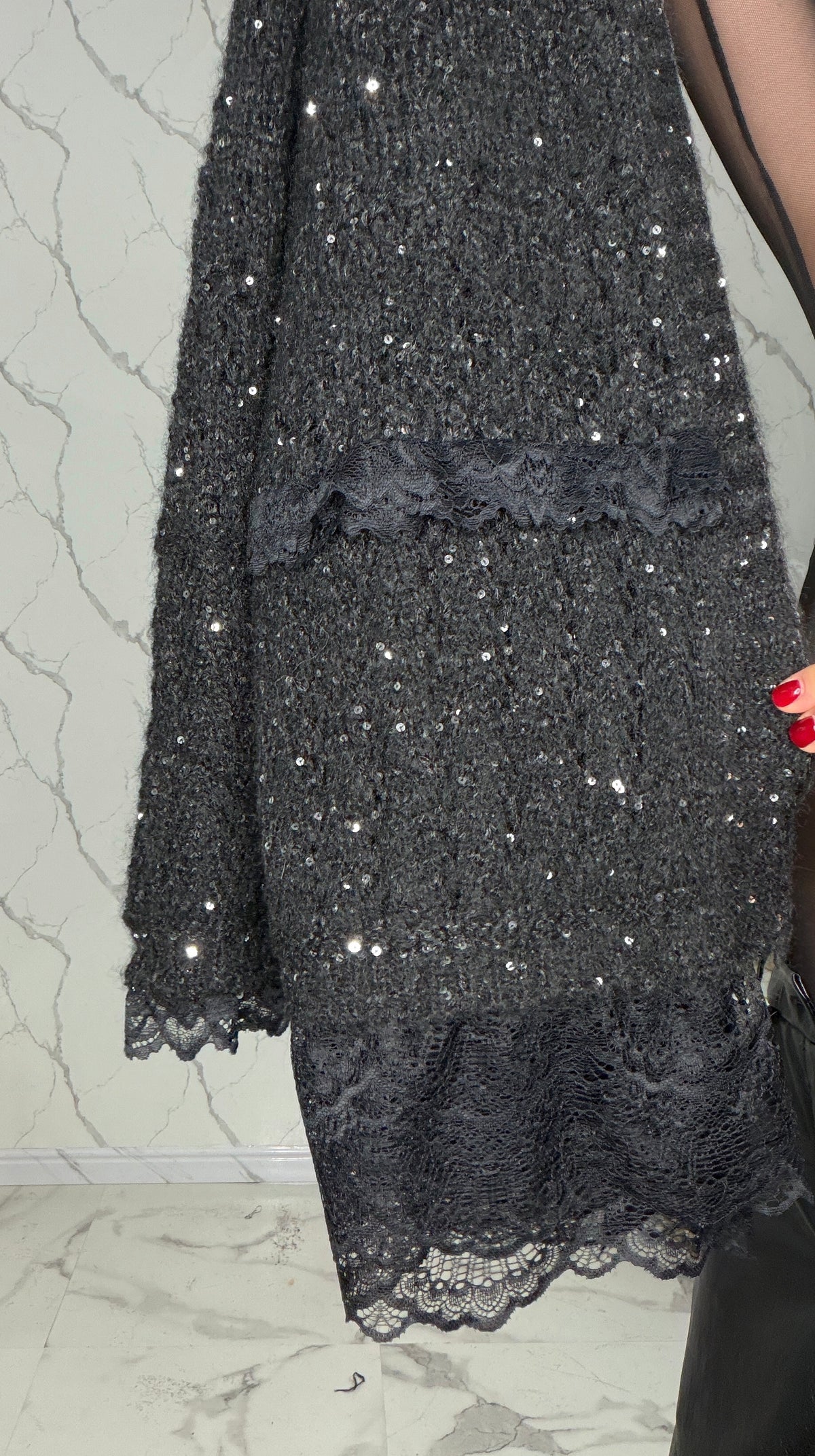 Cardigan nero luminoso m192