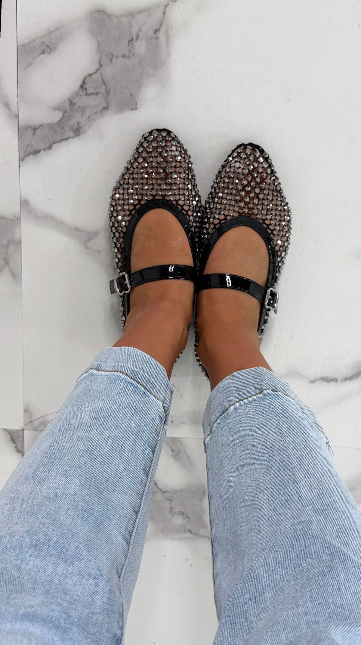 Ballerine in rete con brillantini