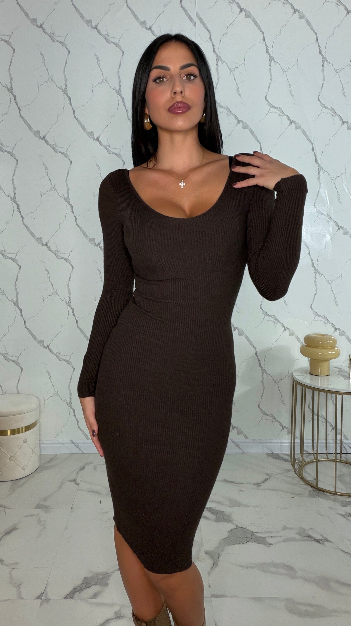 Abito a costine in maglia - 8115