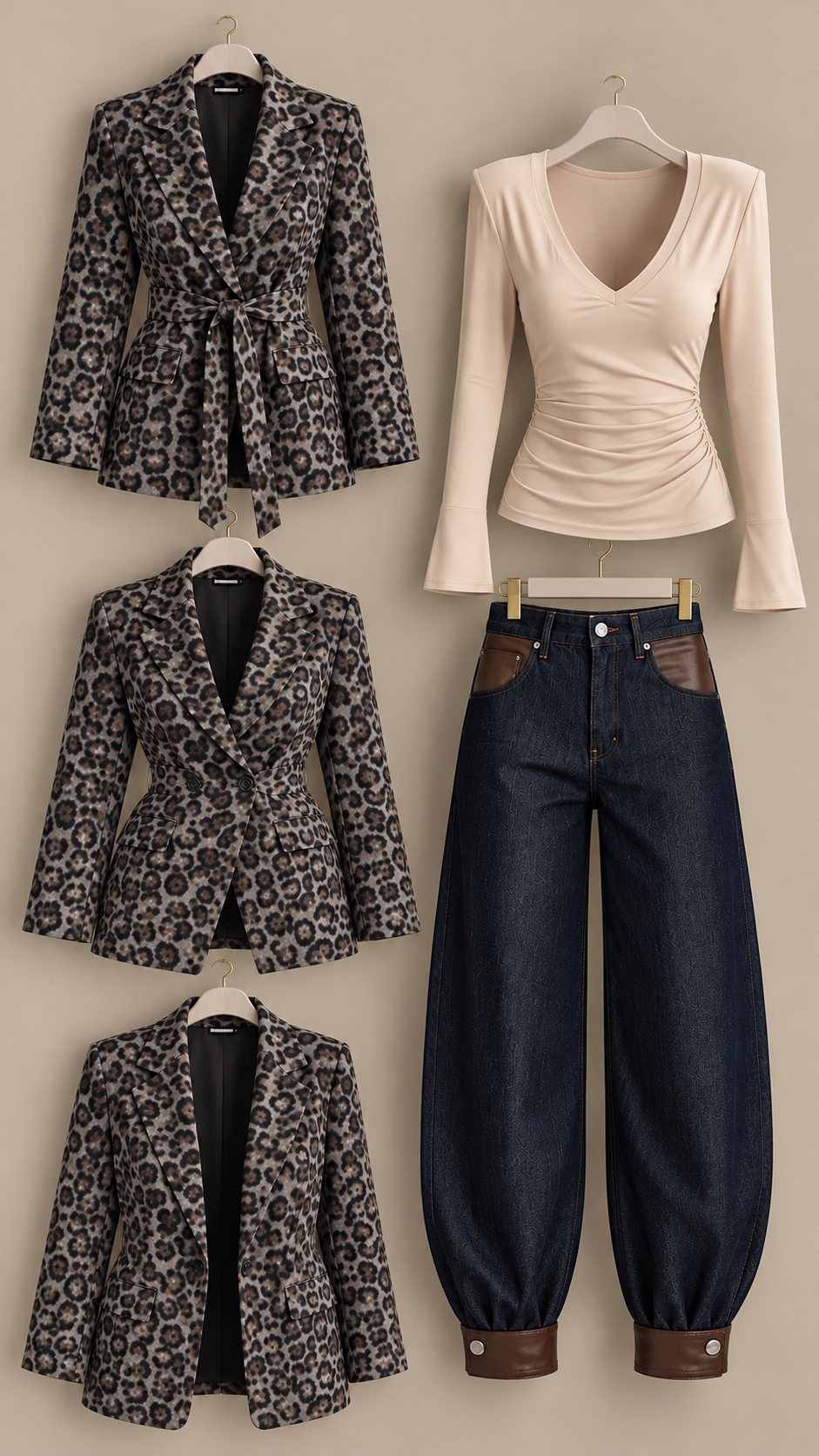 Blazer animalier con fusciacca - 7289