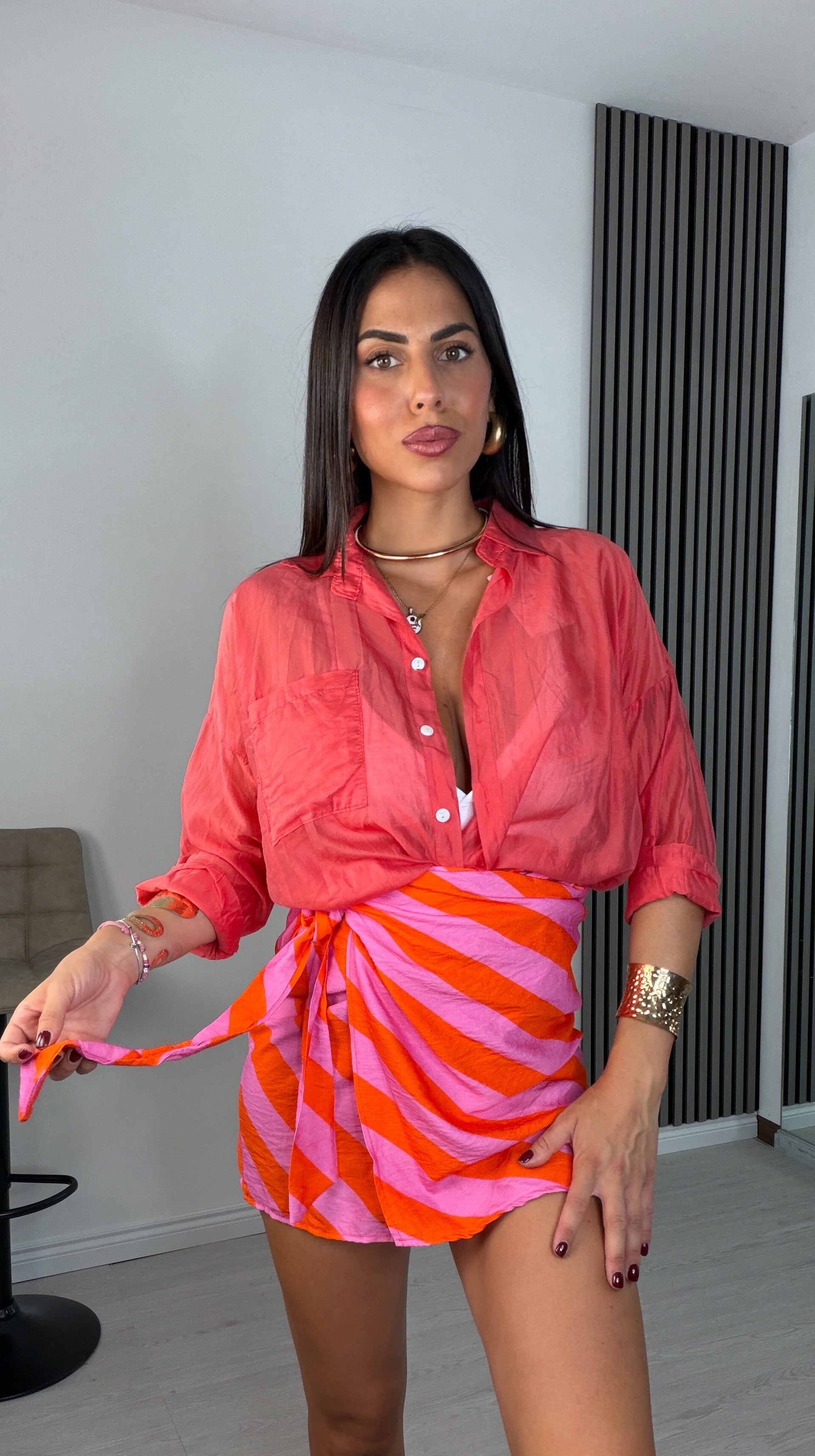 Camicia semivelata colorata - Luisa