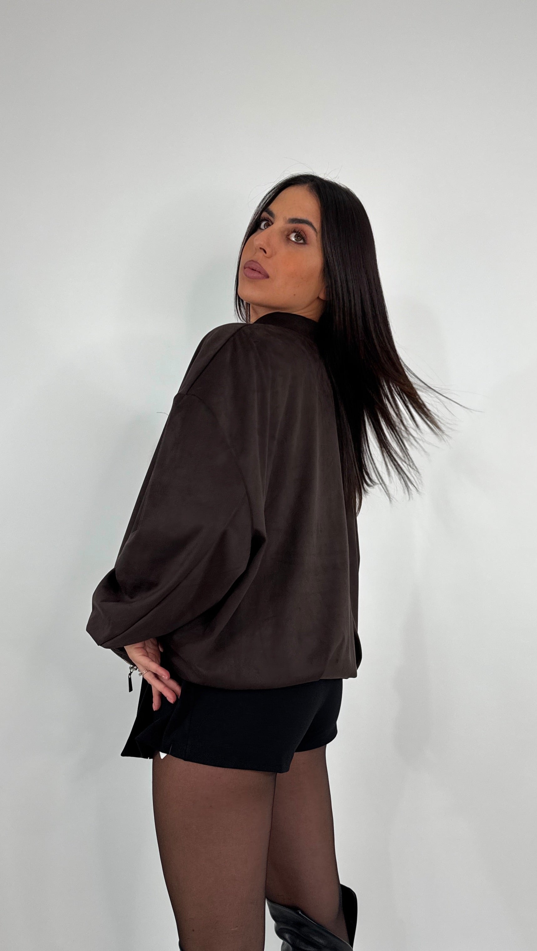 Giacca oversize camoscio