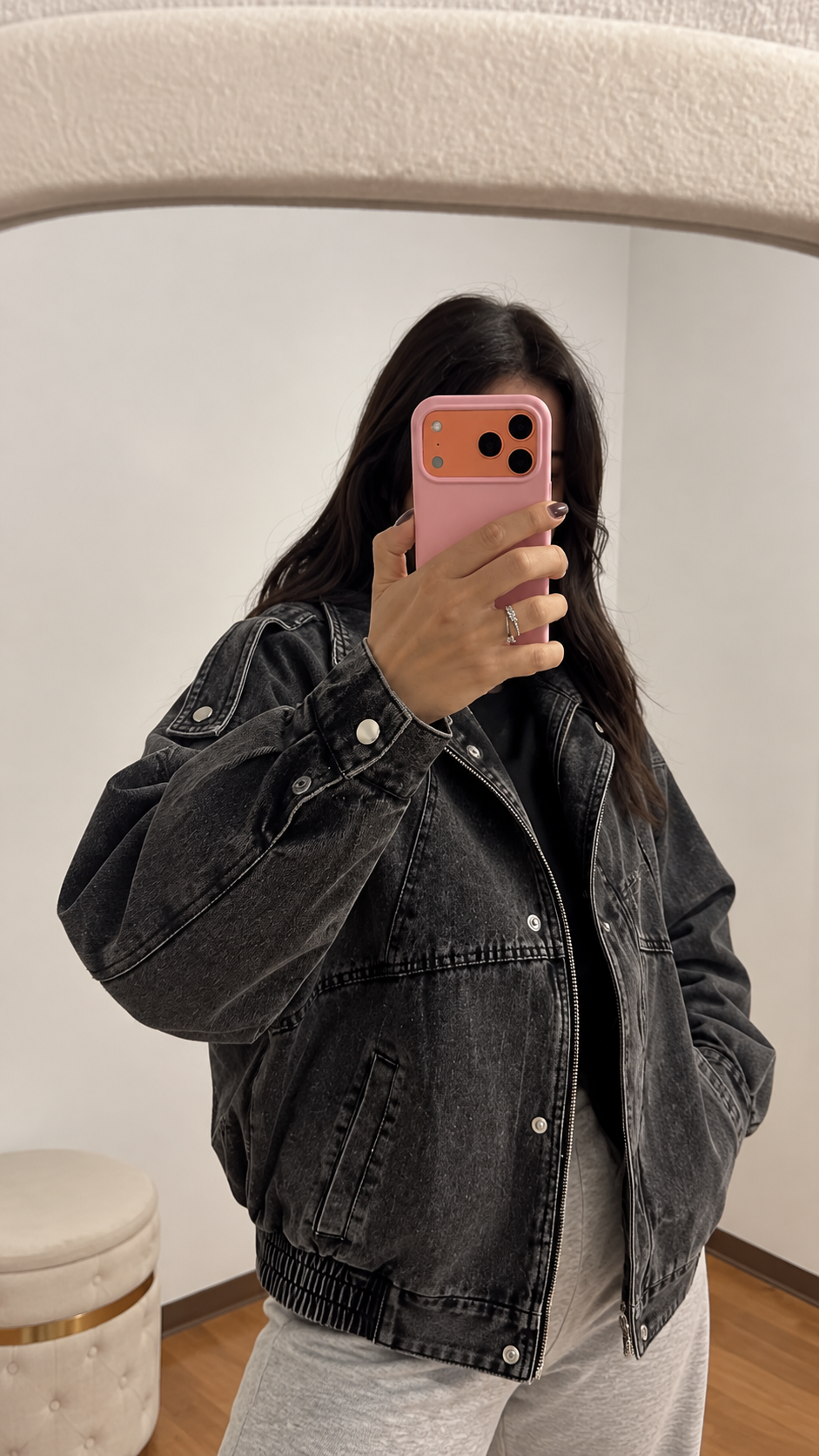 Giubbotto denim ecopelliccia 2217