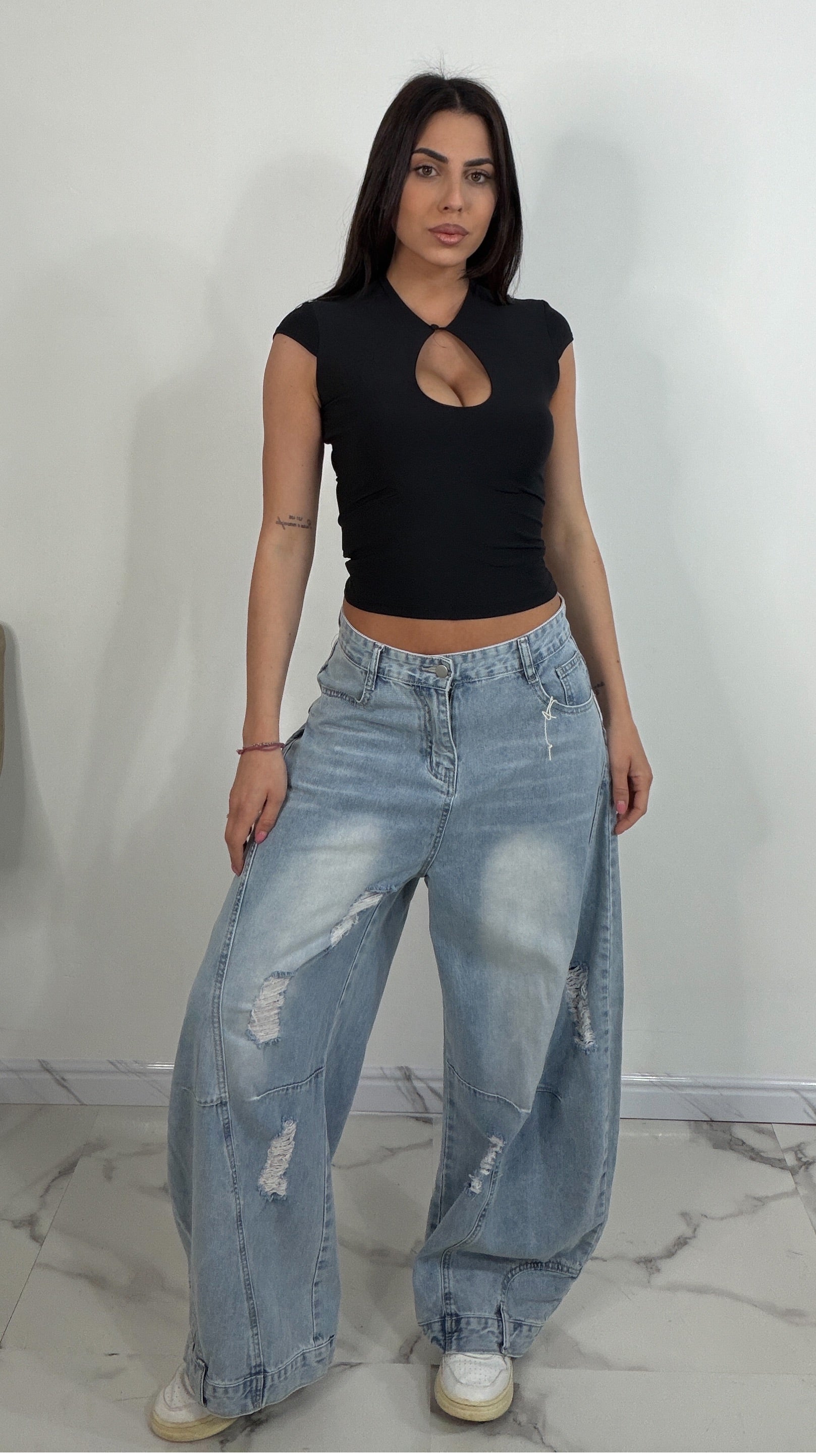 T-shirt scollo goccia