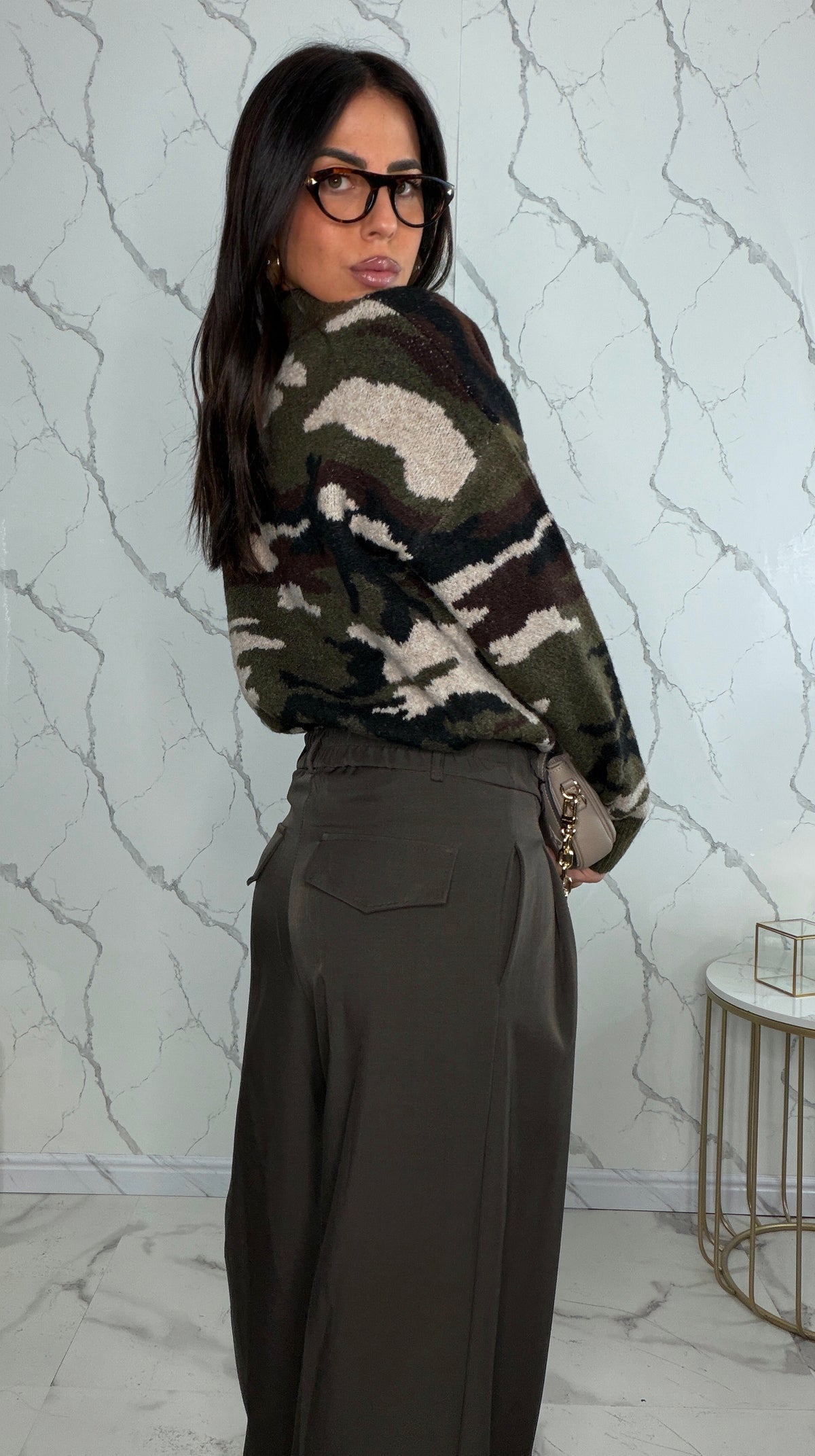 Cardigan militare con zip  - 8321