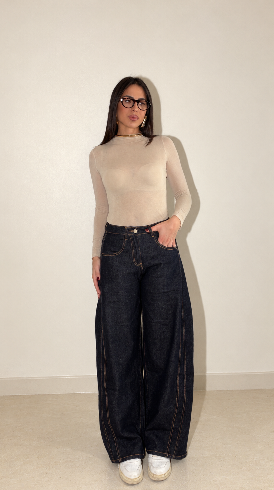 Jeans cuciture contrasto 5873