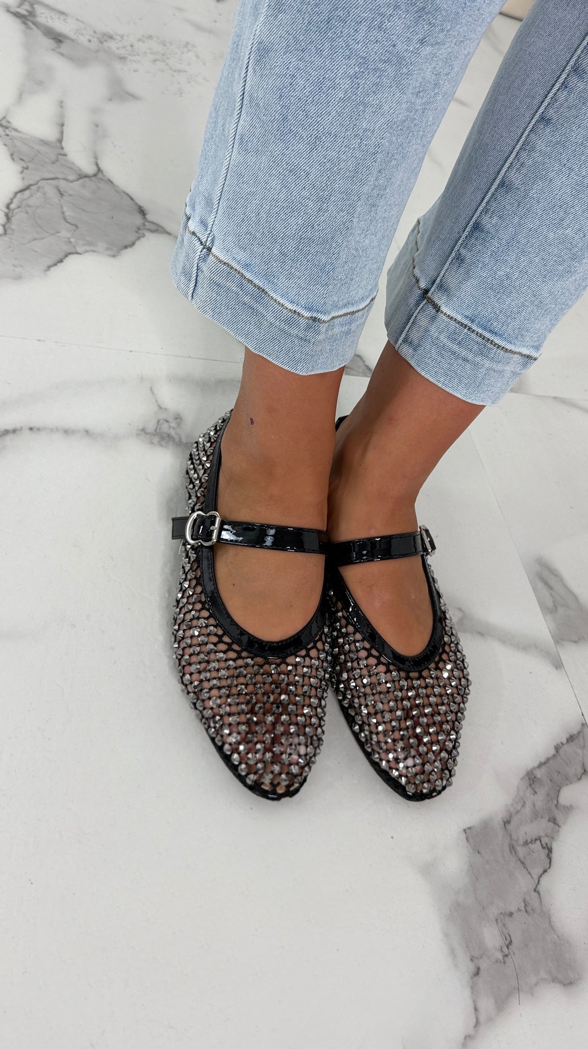 Ballerine in rete con brillantini
