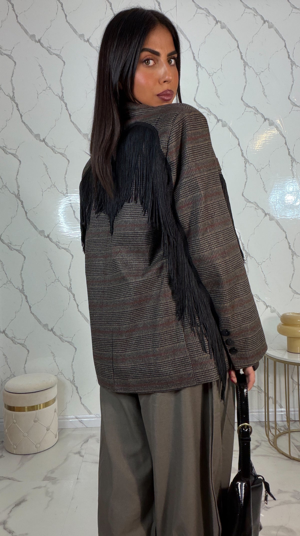 Blazer principe di Galles con frange - LUMINA