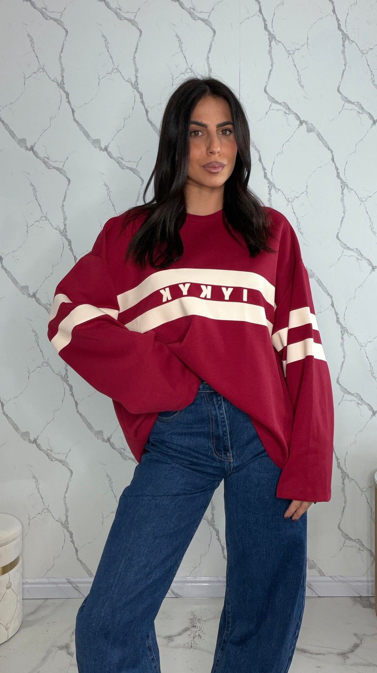 Felpa strisce bordeaux LD6348