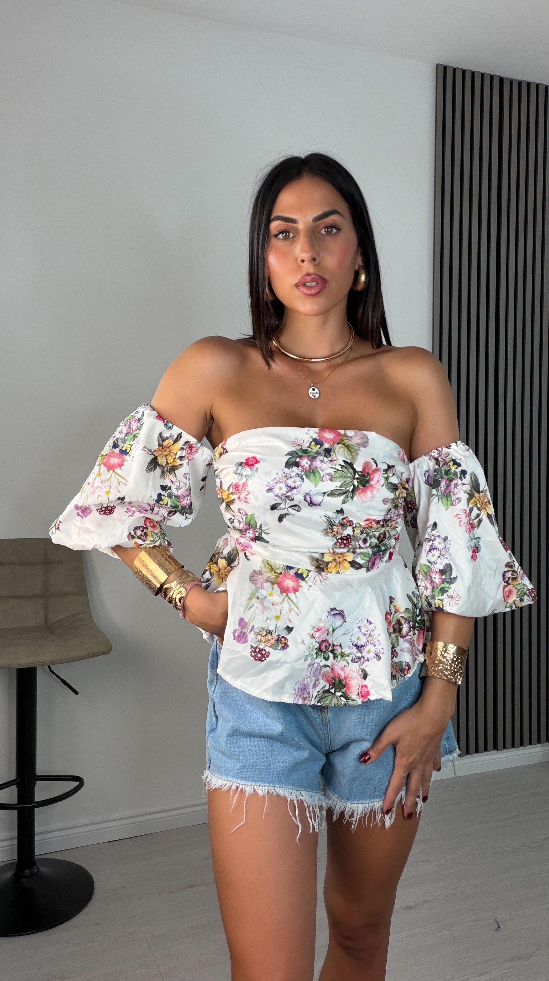 Top maniche cucite - Fiori