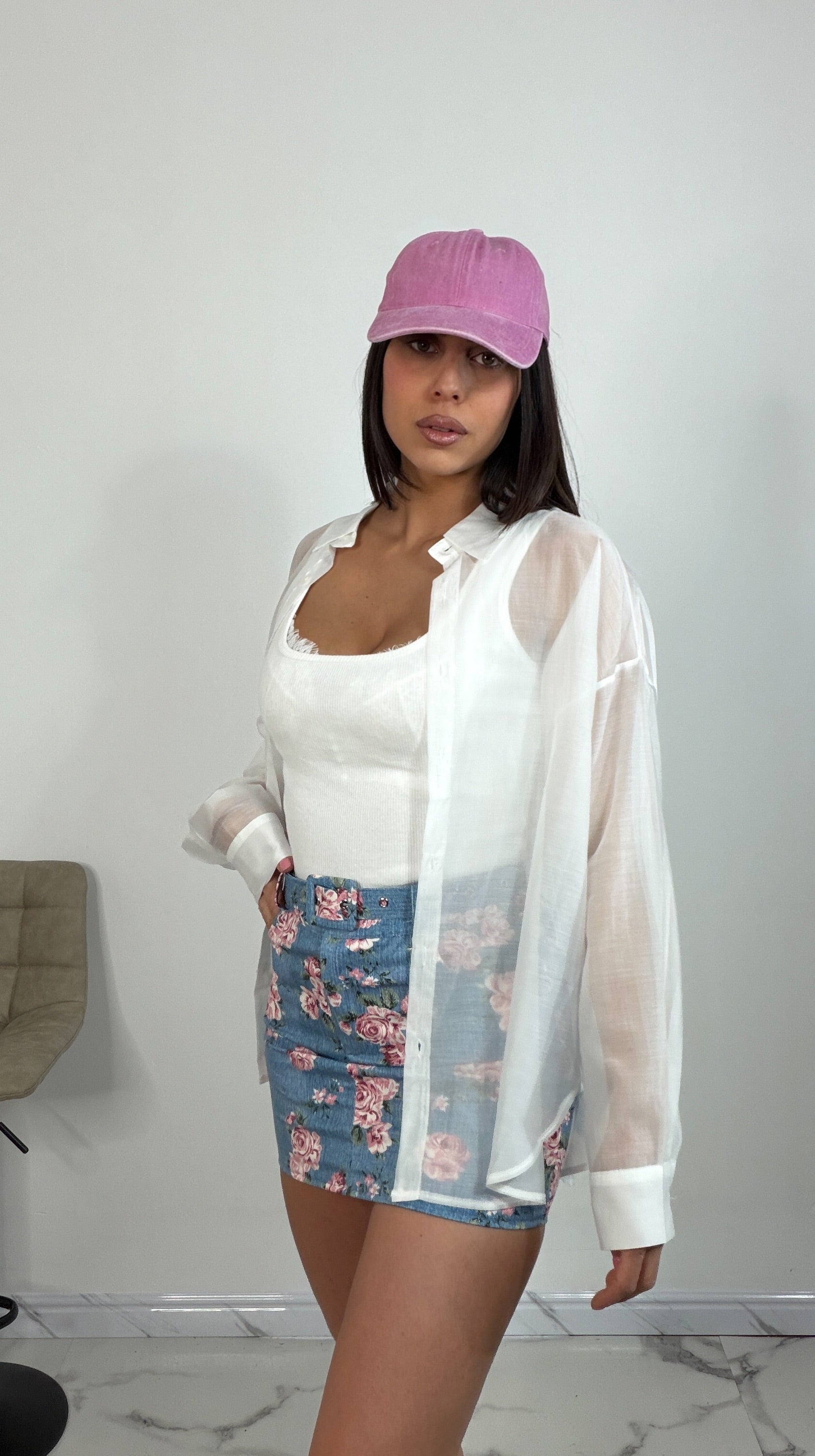 Camicia semivelata oversize