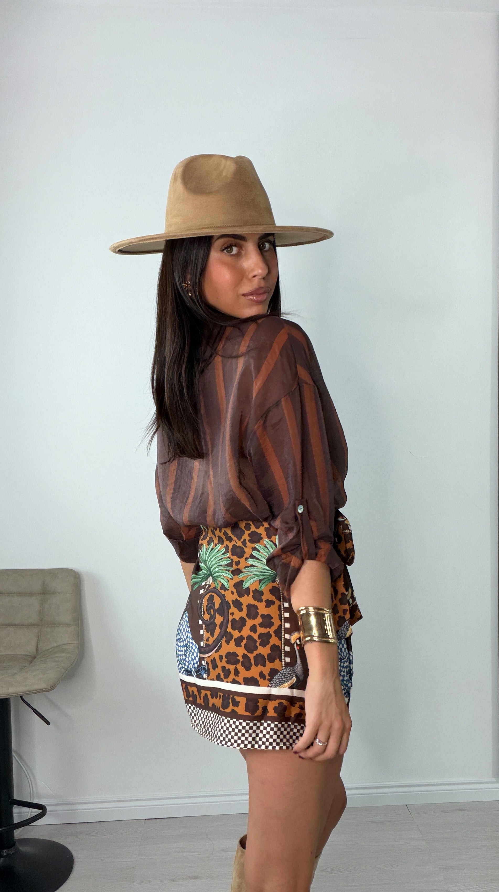 CAMICIA RIGHE 31549 - MARRONE COCCIO