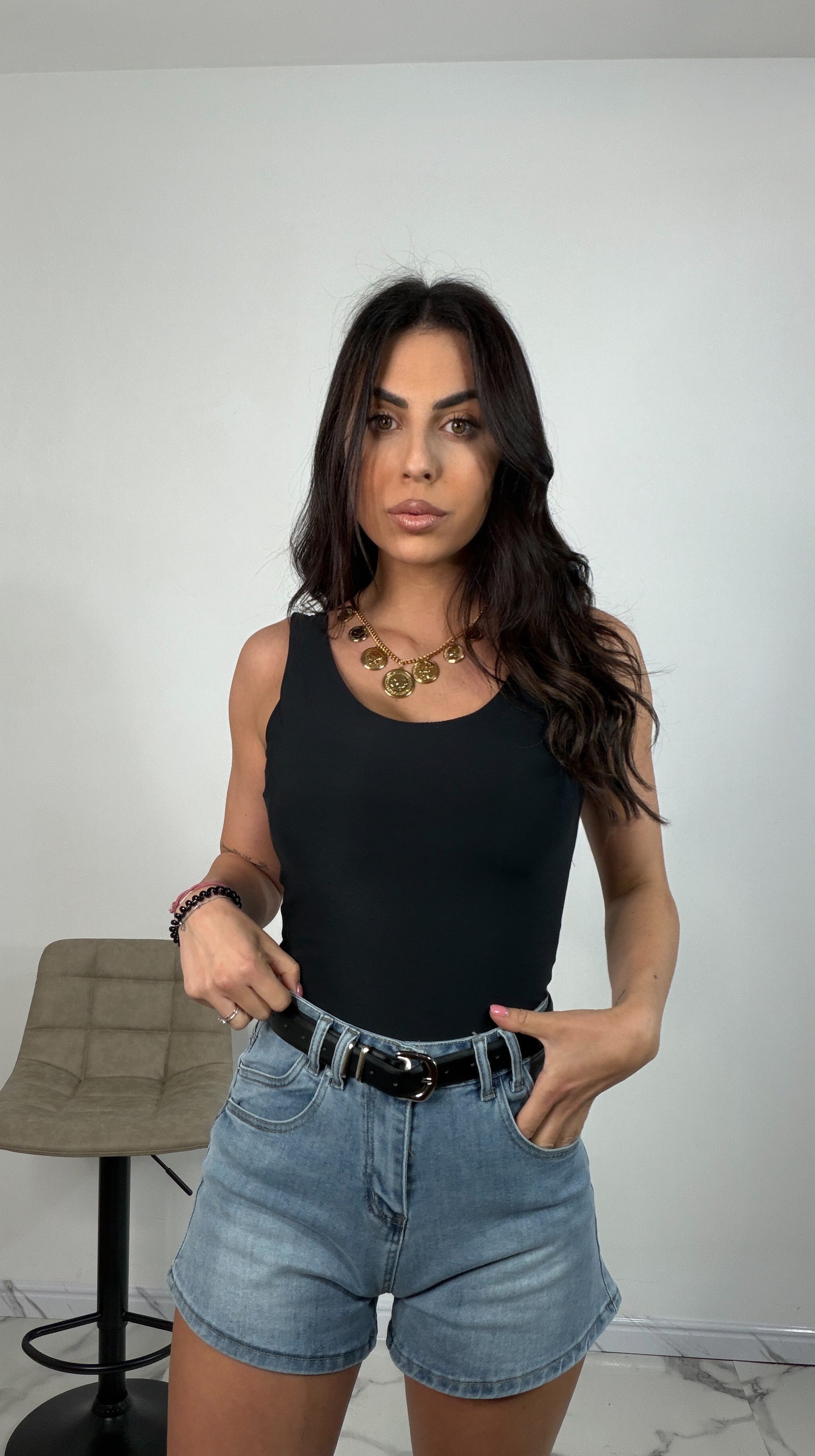 Pantaloncini in denim con cintura