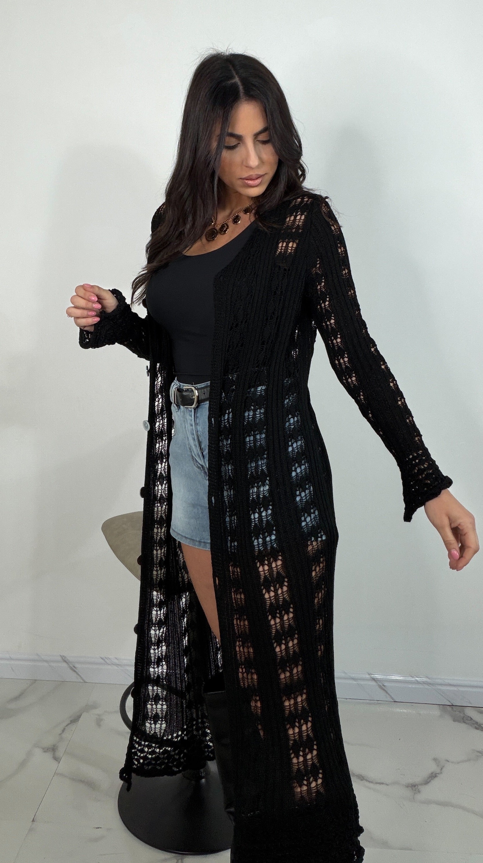 Cardigan lungo in maglia