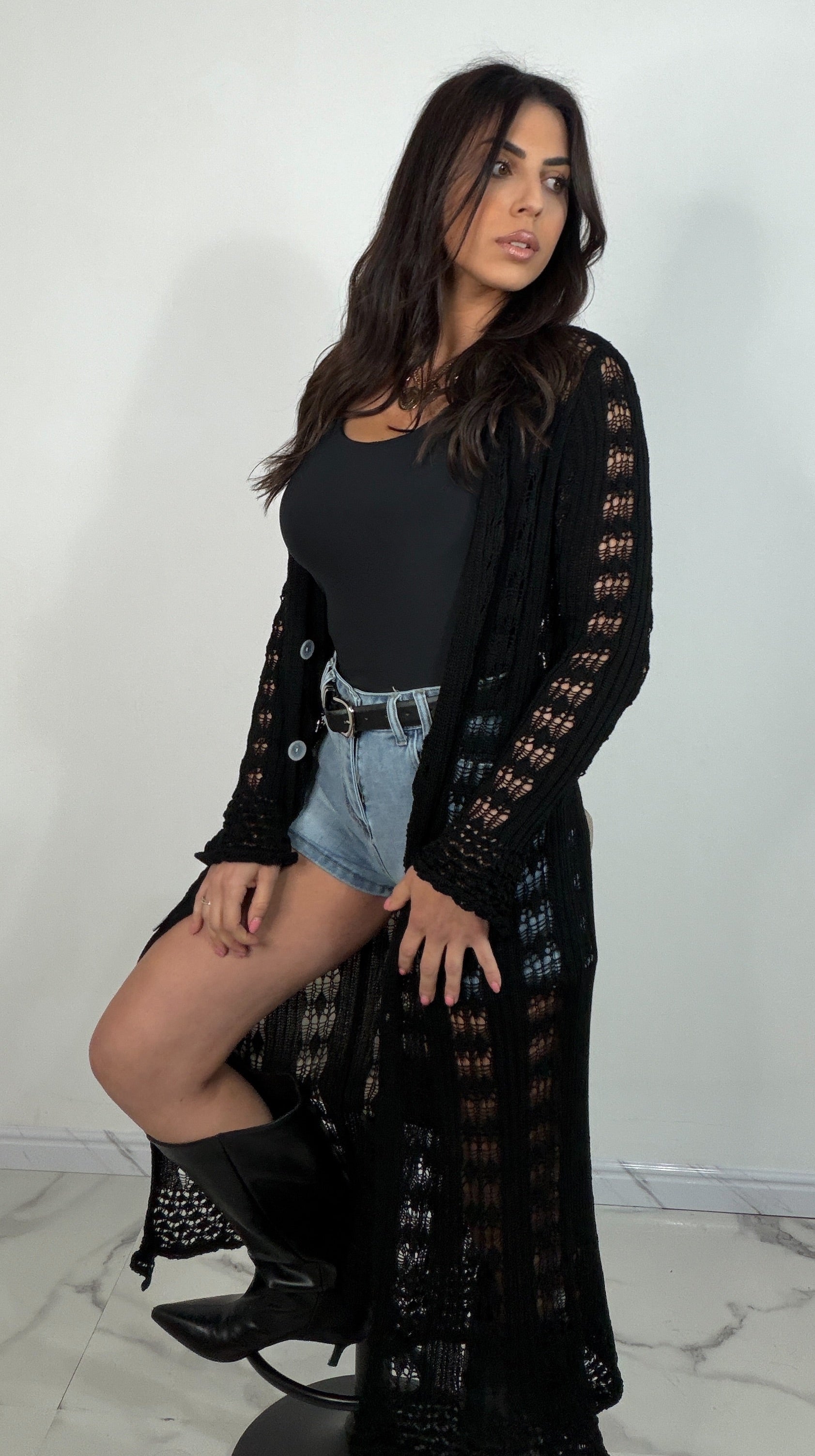 Cardigan lungo in maglia