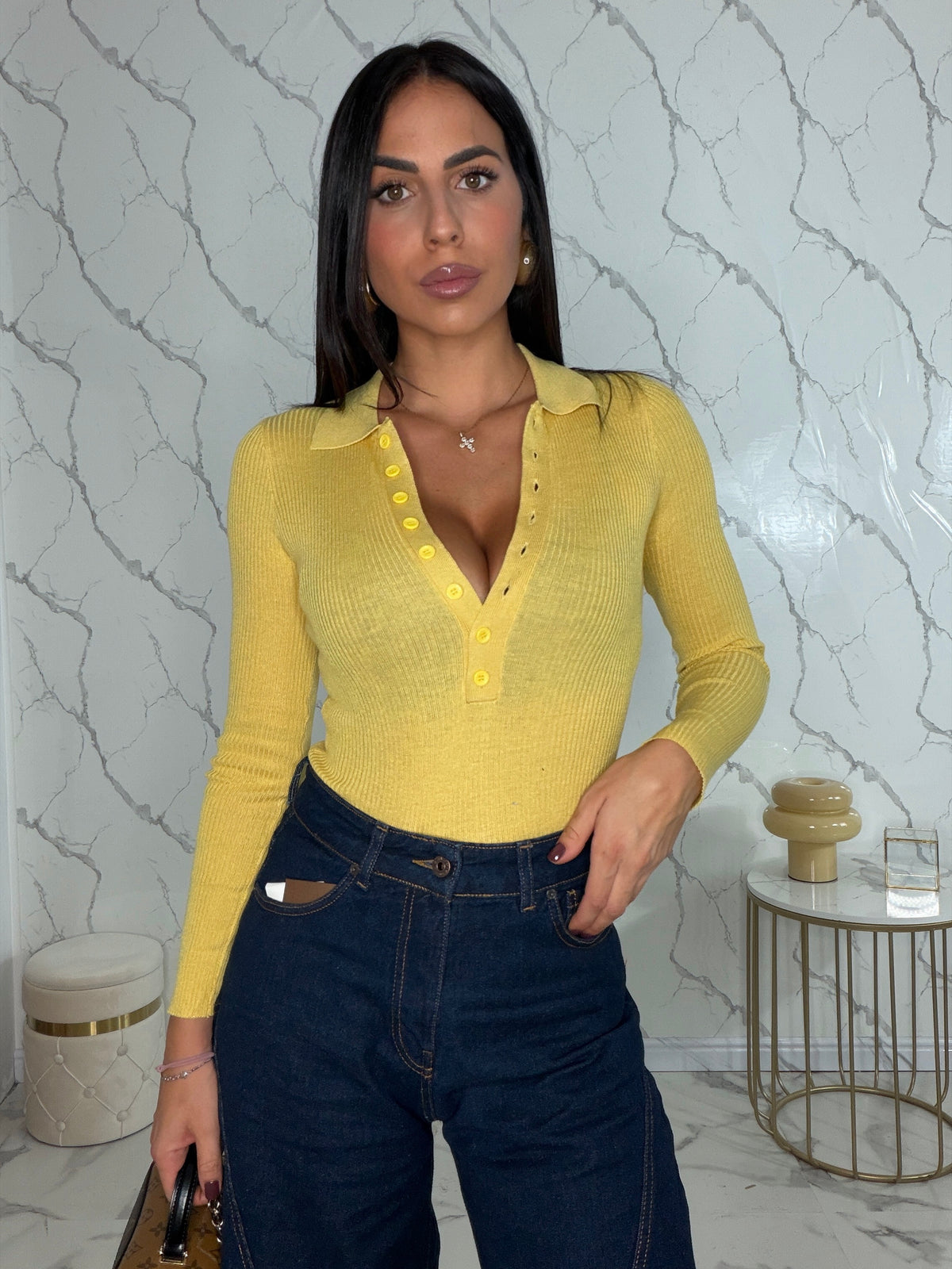 Body con colletto a costine - 2003