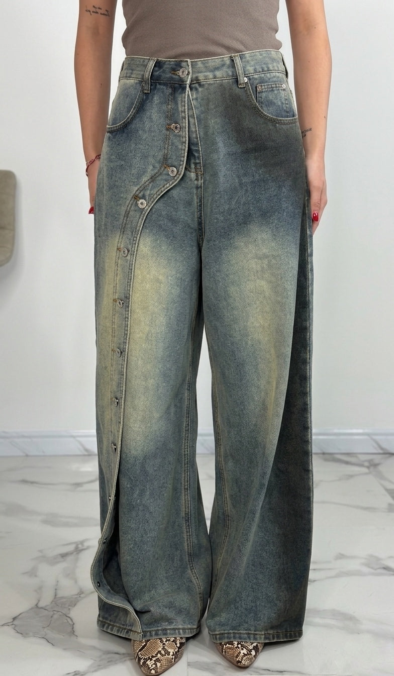 Jeans bottoni laterali