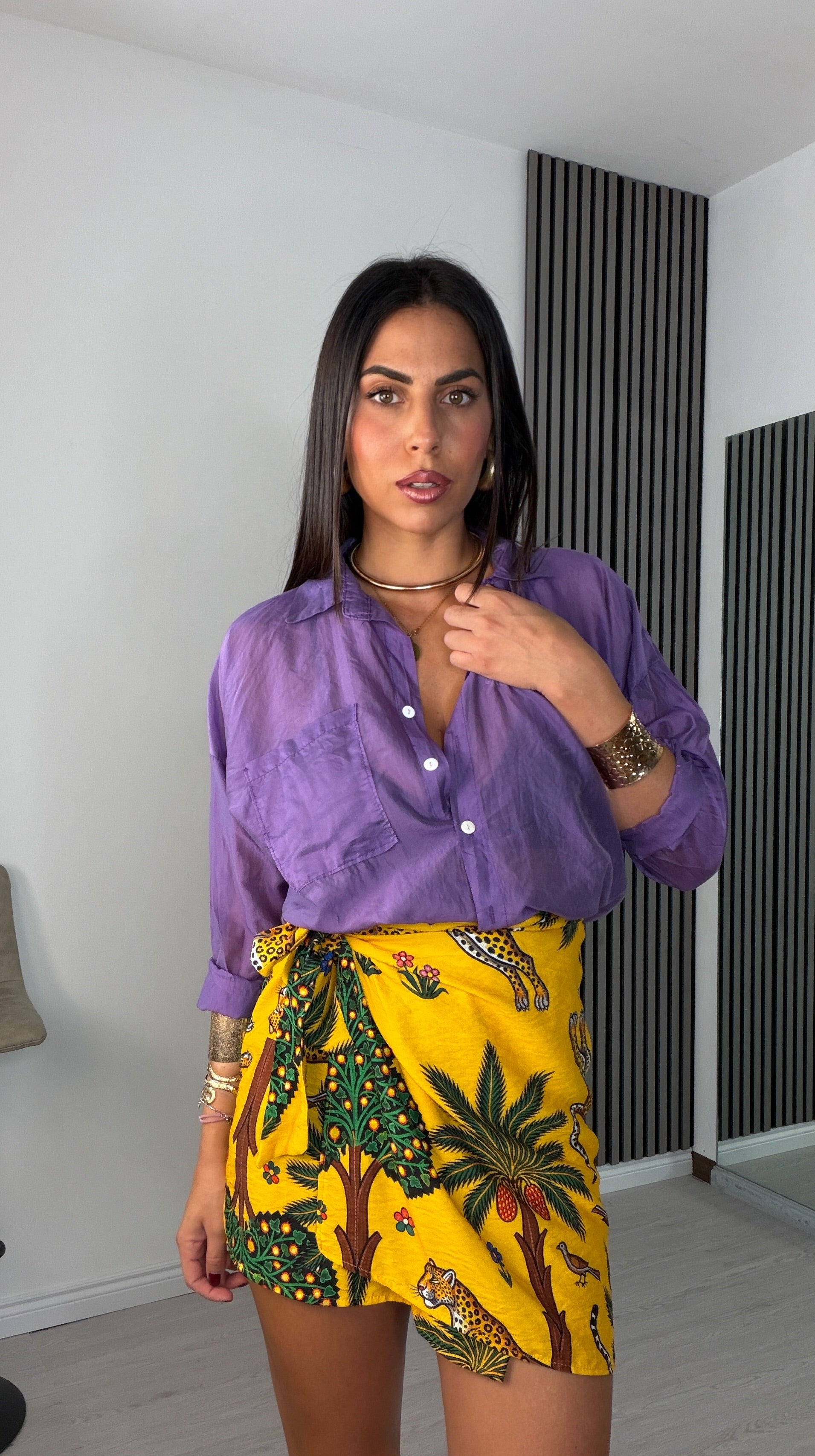 Camicia semivelata colorata - Luisa