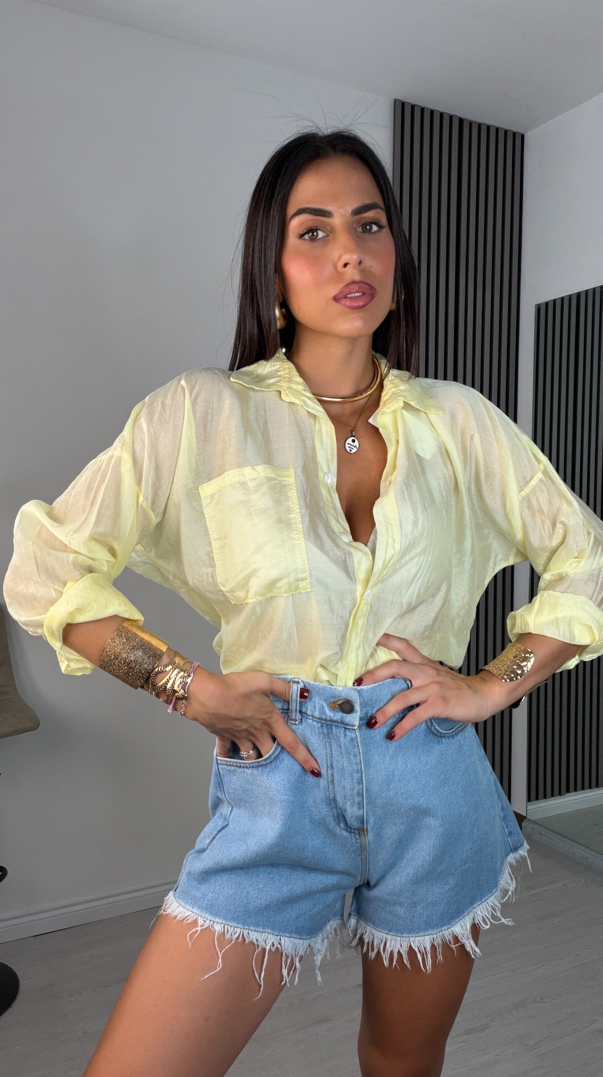 Camicia semivelata colorata - Luisa