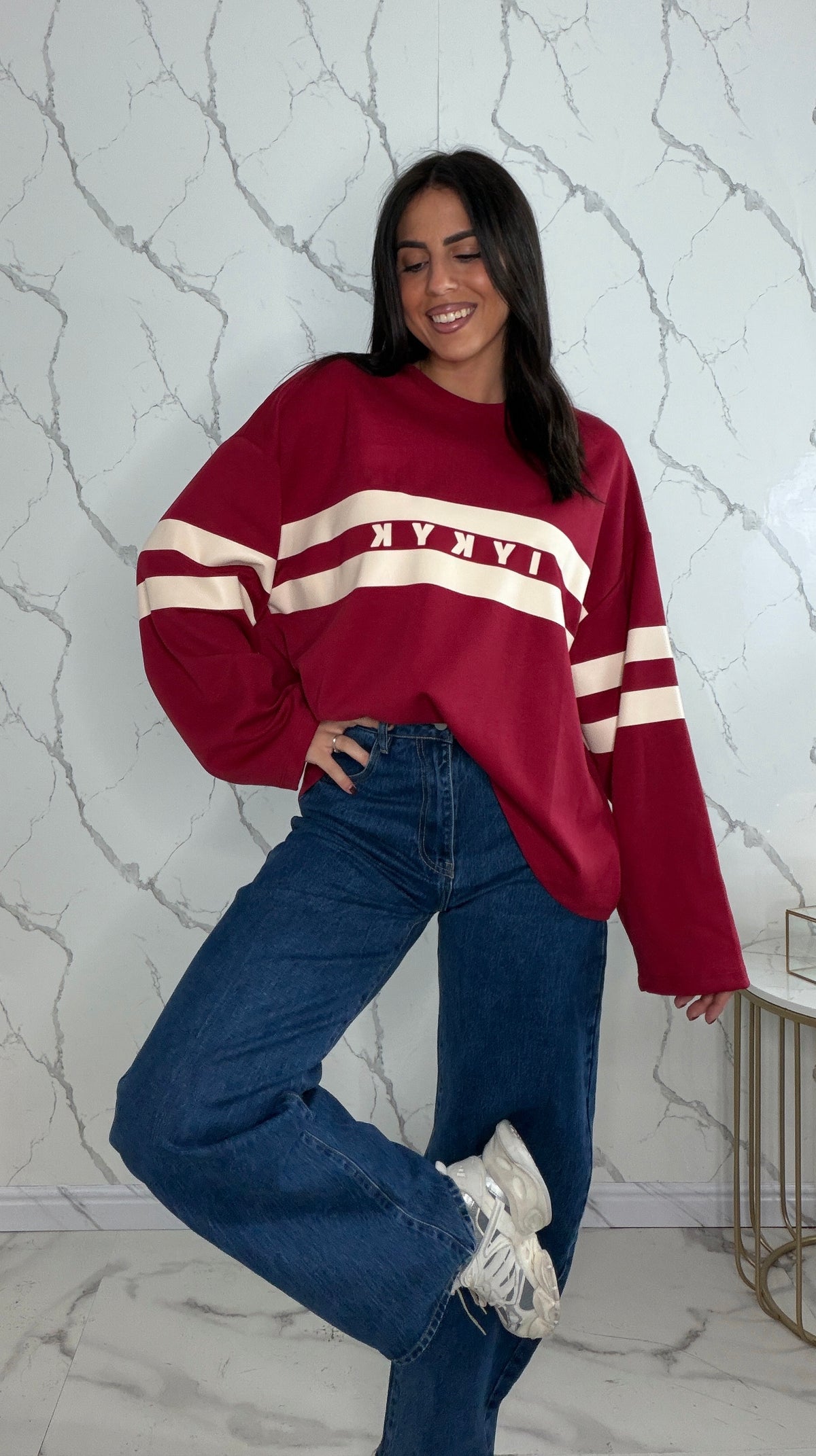Felpa strisce bordeaux LD6348