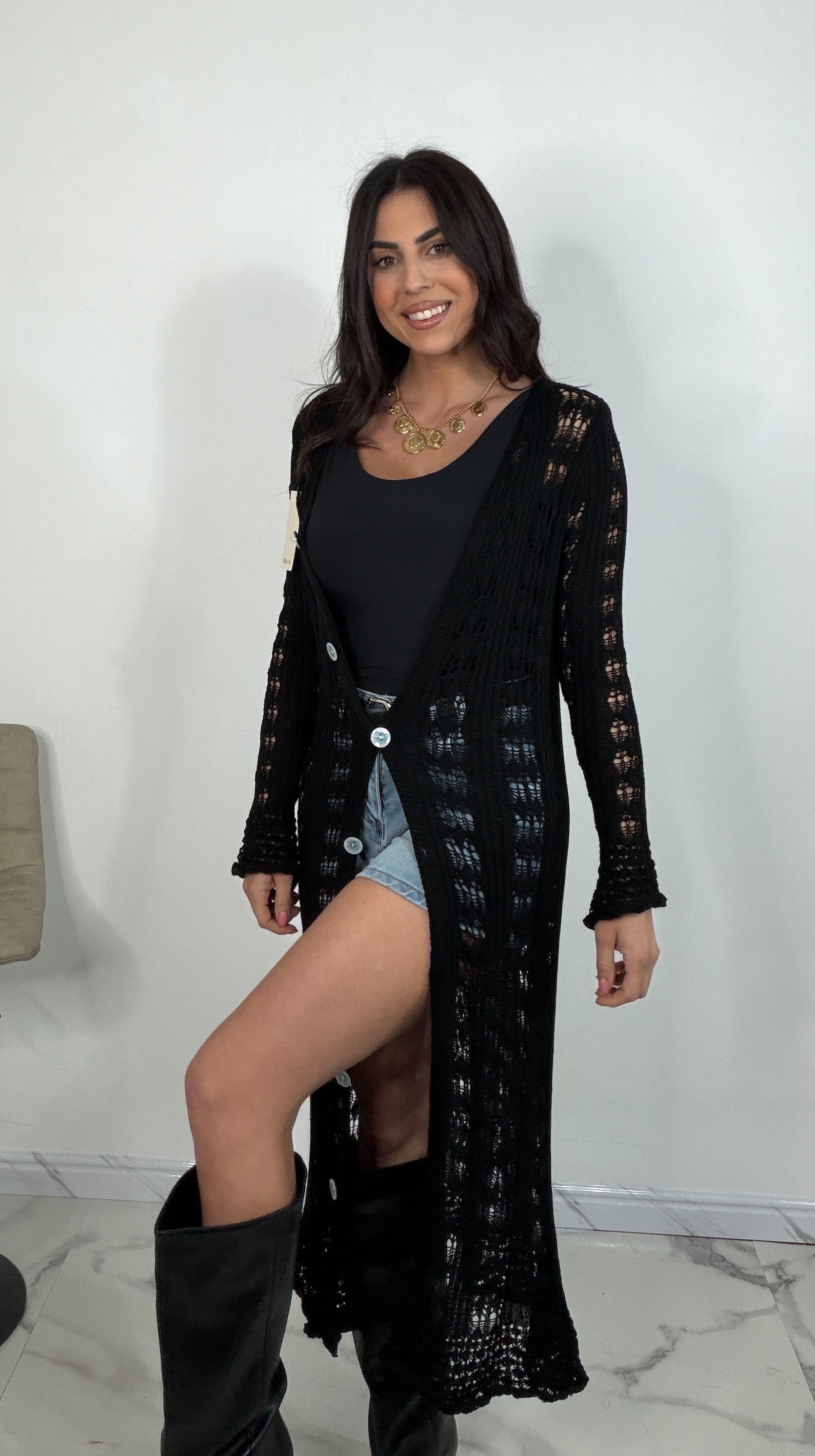 Cardigan lungo in maglia