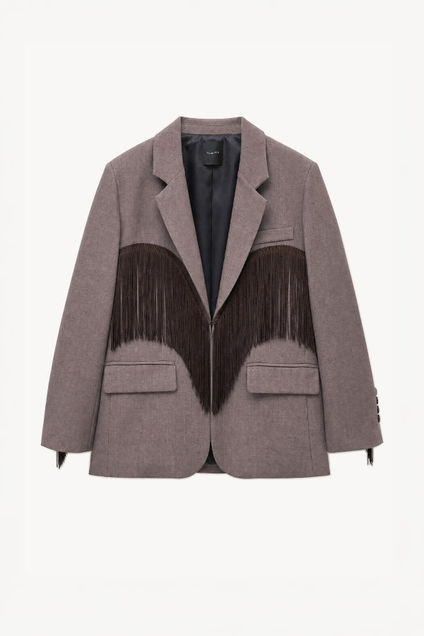 Blazer oversize con frange - LUMINA TORTORA