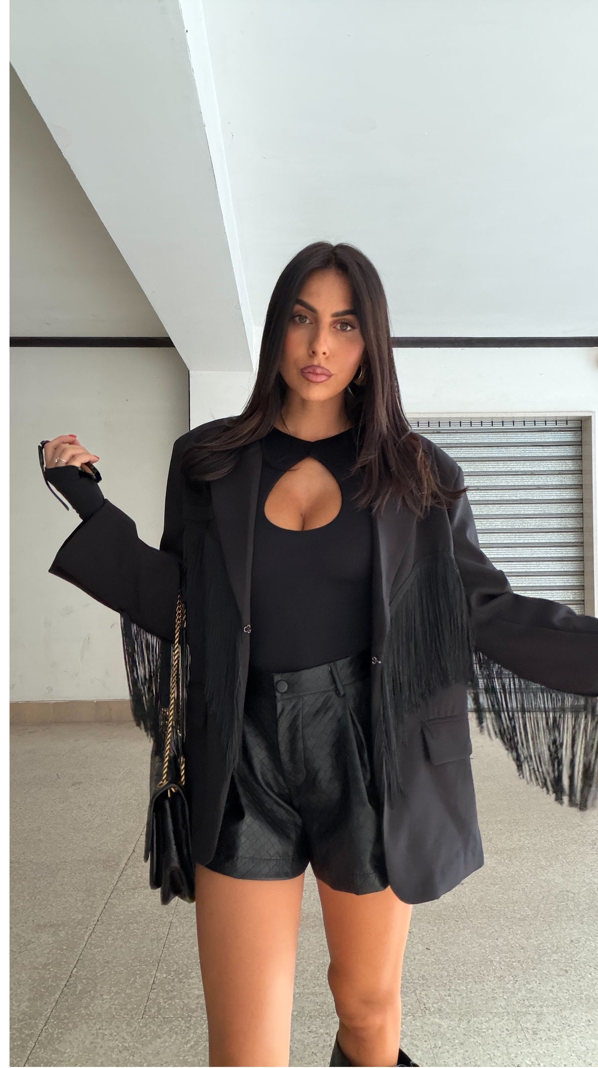 Blazer oversize con frange - LUMINA NERO