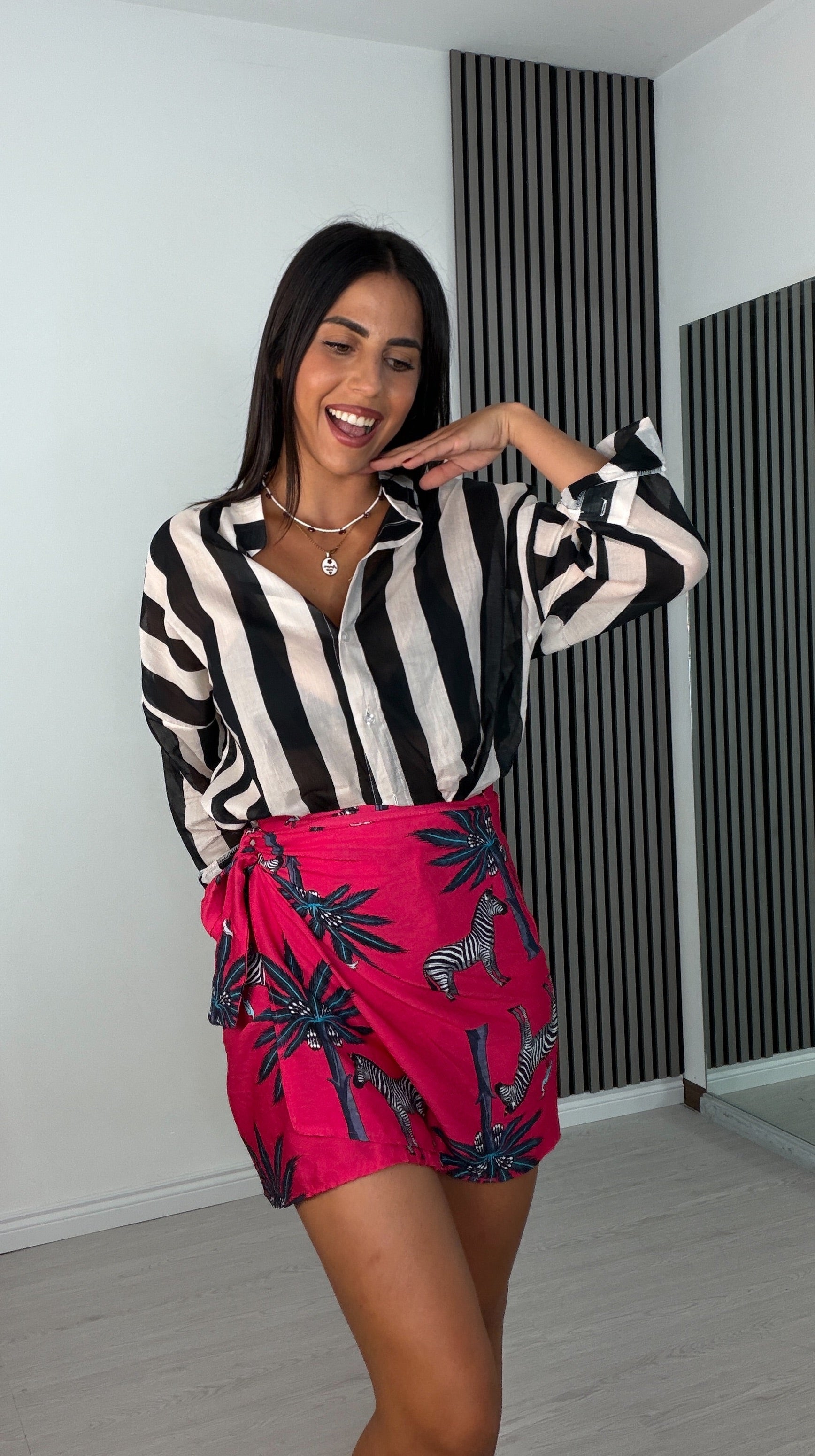 Gonna pareo fantasia 6326 - ZEBRA PALME FUCSIA